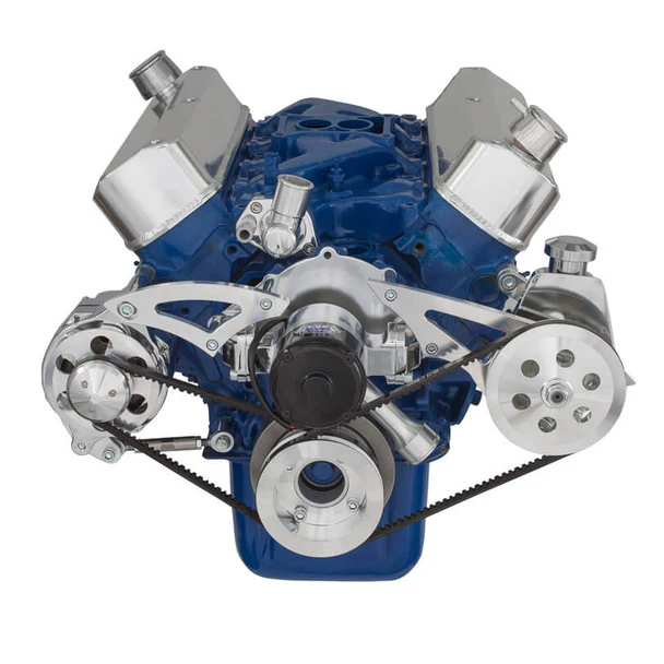Ford 289-302-351W V-Belt System - Alternator & Power Steering with Electric Water Pump - Polished - Image 2