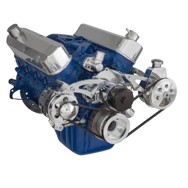Ford 289-302-351W V-Belt System - Alternator & Power Steering with Electric Water Pump - Polished - Image 3