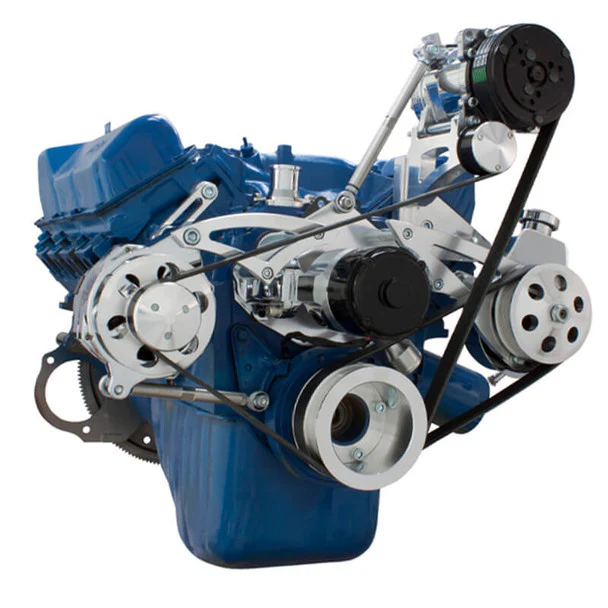 Ford 351C, 351M & 400 Serpentine System - AC, Power Steering & Alternator - EWP - Polished - Image 3