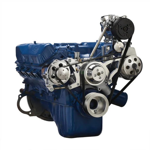 Ford 351C, 351M & 400 Serpentine System - AC, Power Steering & Alternator - Polished - Image 3