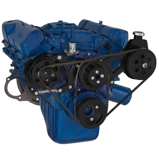 Ford 351C, 351M & 400 V-Belt System - Power Steering & Alternator - Black - Image 2