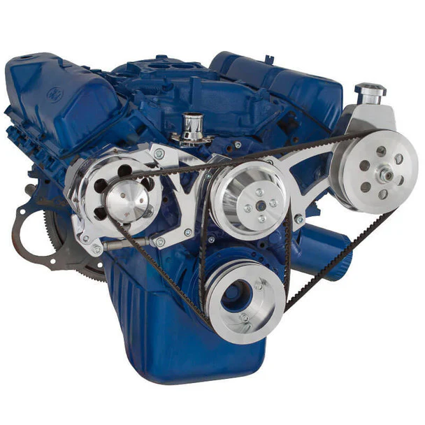Ford 351C, 351M & 400 V-Belt System - Power Steering & Alternator - Polished - Image 3