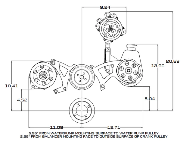 Ford 351C Serpentine System - Alternator Only - Black - Image 2
