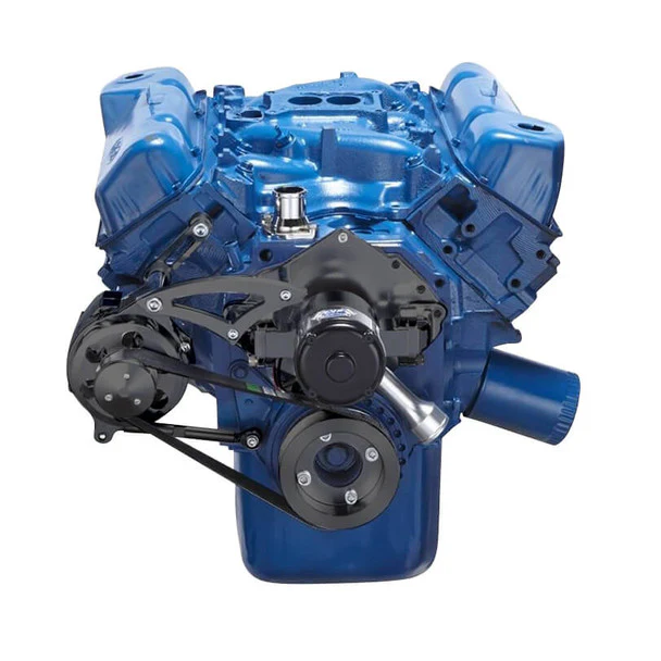 Ford 351C Serpentine System - Alternator Only, Electric Water Pump - Black - Image 2