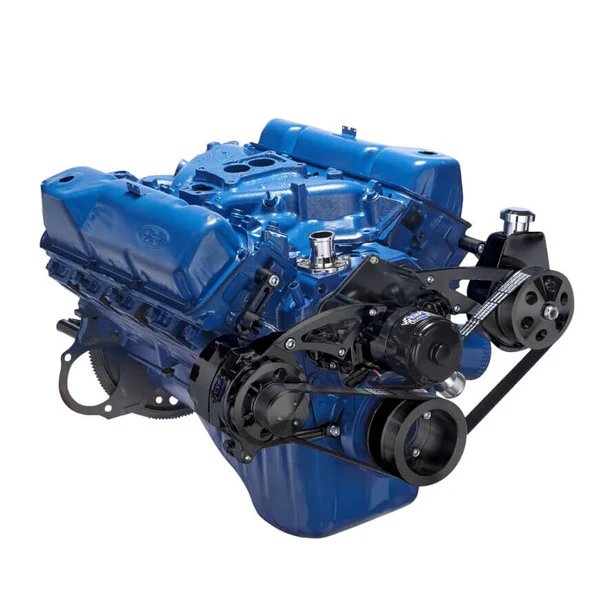 Ford 351C Serpentine System - Power Steering & Alternator, Electric Water Pump - Black - Image 3