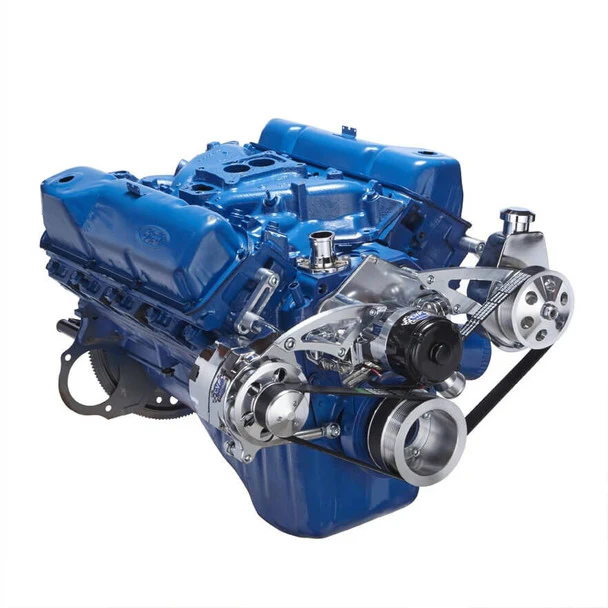 Ford 351C Serpentine System - Power Steering & Alternator, Electric Water Pump - Polished - Image 3