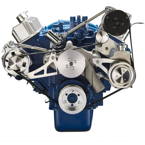 Ford 390 Serpentine System - AC, Alternator & Power Steering - Polished - Image 2