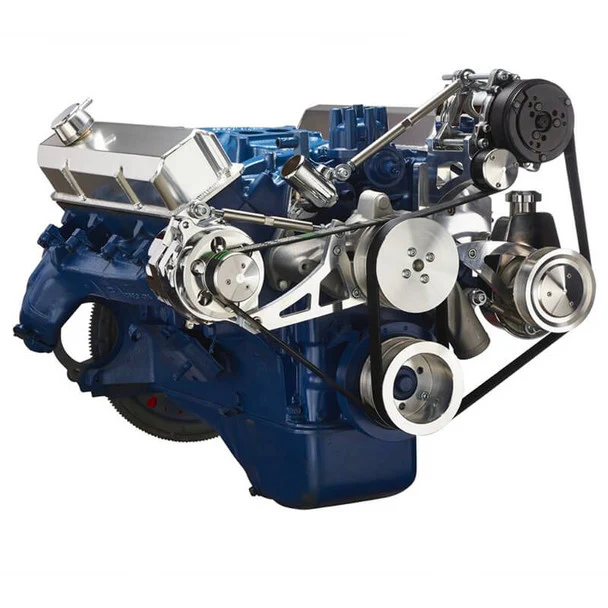 Ford 390 Serpentine System - AC, Alternator & Power Steering - Polished - Image 3