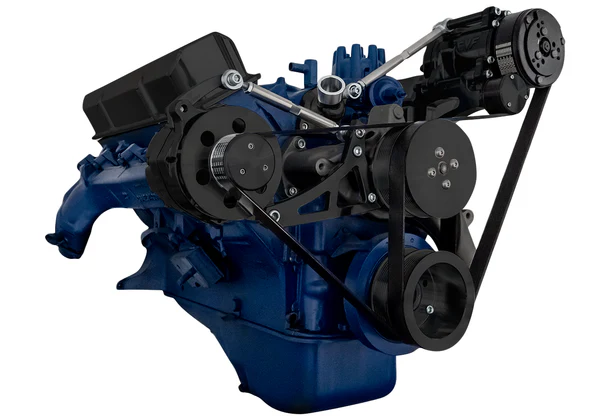 Ford 390 Serpentine System - Alternator & A/C (No Power Steering) - Black - Image 2