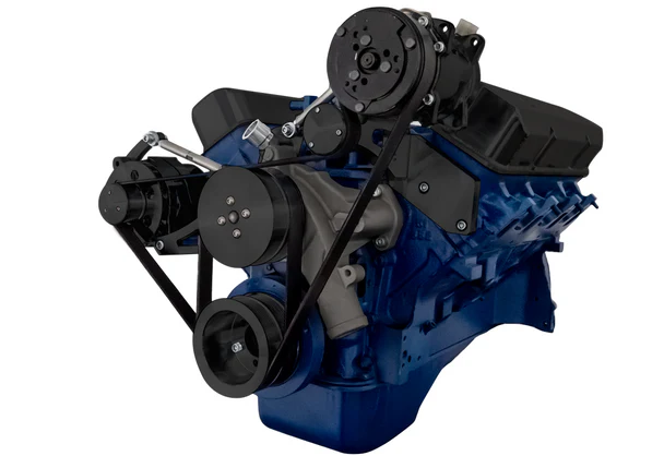 Ford 390 Serpentine System - Alternator & A/C (No Power Steering) - Black - Image 3