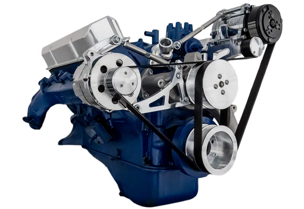 Ford 390 Serpentine System - Alternator & A/C (No Power Steering) - Polished - Image 2