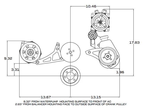 Ford 390 Serpentine System - Power Steering & Alternator - Black - Image 2