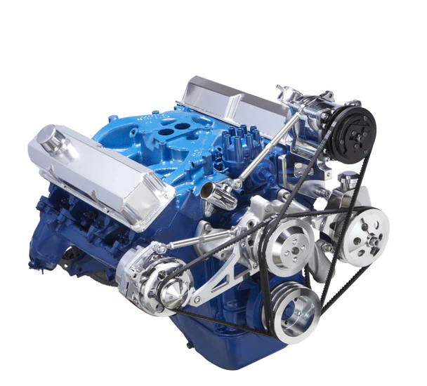Ford 390 V-Belt System - AC, Alternator & Power Steering - Saginaw Pump - Polished - Image 2