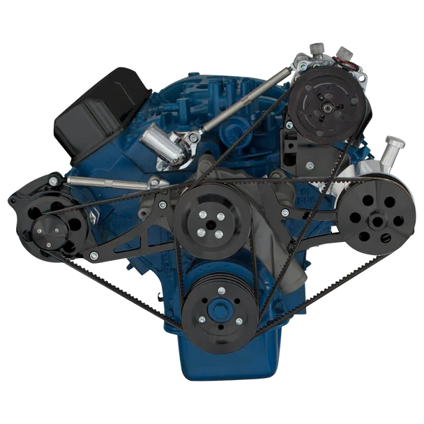 Ford 390 V-Belt System - AC Alternator & Power Steering with Ford Pump - Black - Image 2