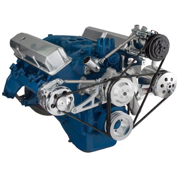 Ford 390 V-Belt System - AC Alternator & Power Steering with Ford Pump - Polished - Image 3