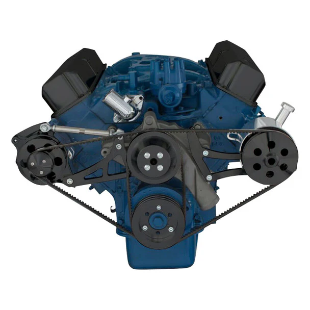 Ford 390 V-Belt System - Alternator & Power Steering with Ford Pump - Black - Image 2