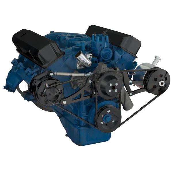 Ford 390 V-Belt System - Alternator & Power Steering with Ford Pump - Black - Image 3