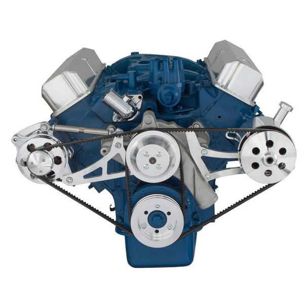 Ford 390 V-Belt System - Alternator & Power Steering with Ford Pump - Polished - Image 2