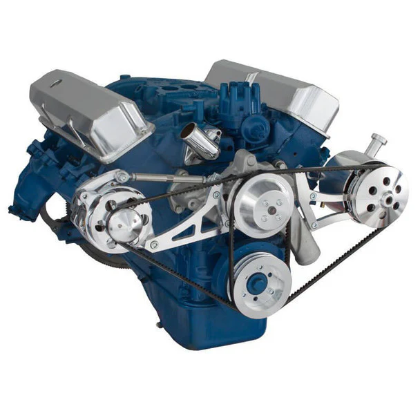 Ford 390 V-Belt System - Alternator & Power Steering with Ford Pump - Polished - Image 3