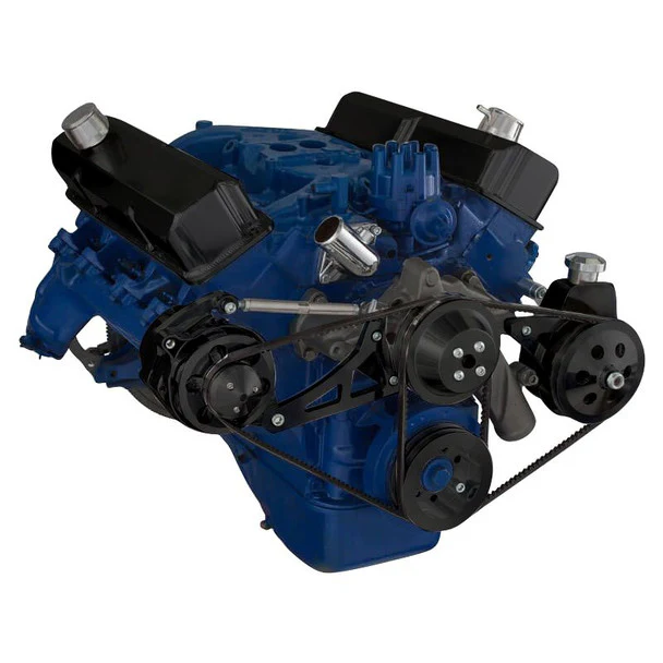 Ford 390 V-Belt System - Alternator & Power Steering with Saginaw Pump - Black - Image 3