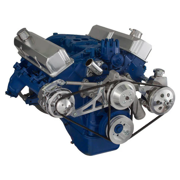 Ford 390 V-Belt System - Alternator & Power Steering with Saginaw Pump - Polished - Image 3