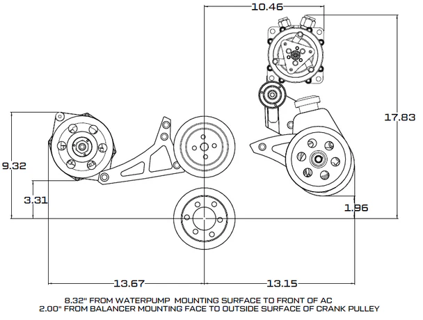 Ford 390 V-Belt System - Alternator & Power Steering with Saginaw Pump - Polished - Image 4
