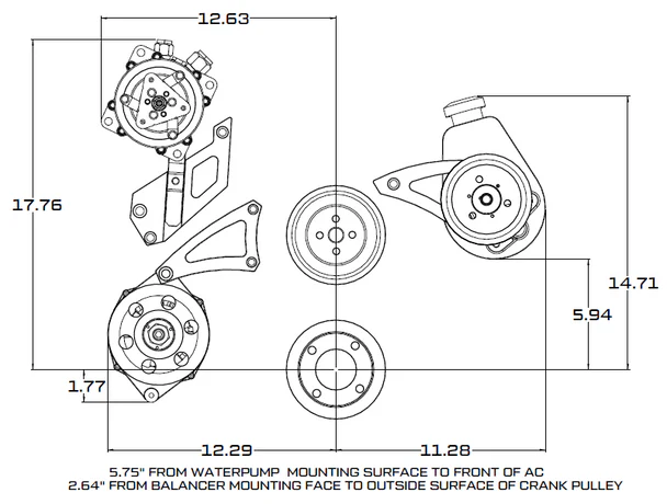 Ford 429-460 Pulley System - AC, Alternator & Power Steering - Polished - Image 3