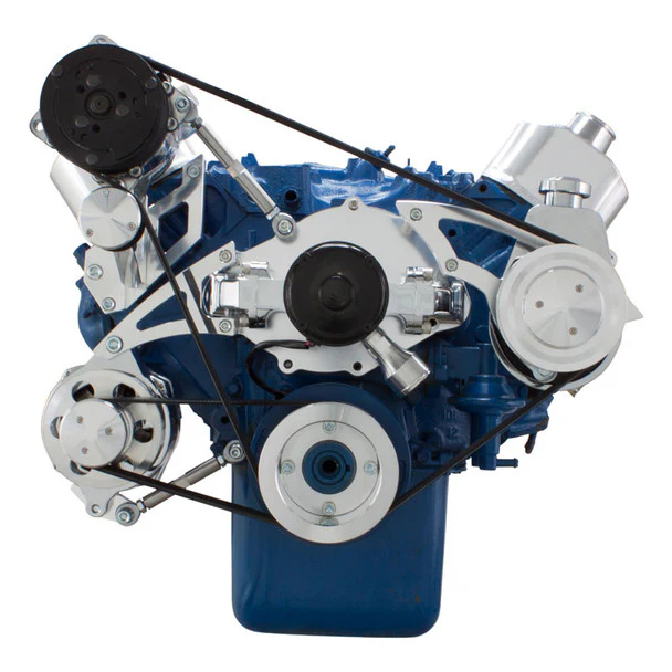 Ford 460 Serpentine System - AC and Power Steering, Electric WP - Polished - Image 2