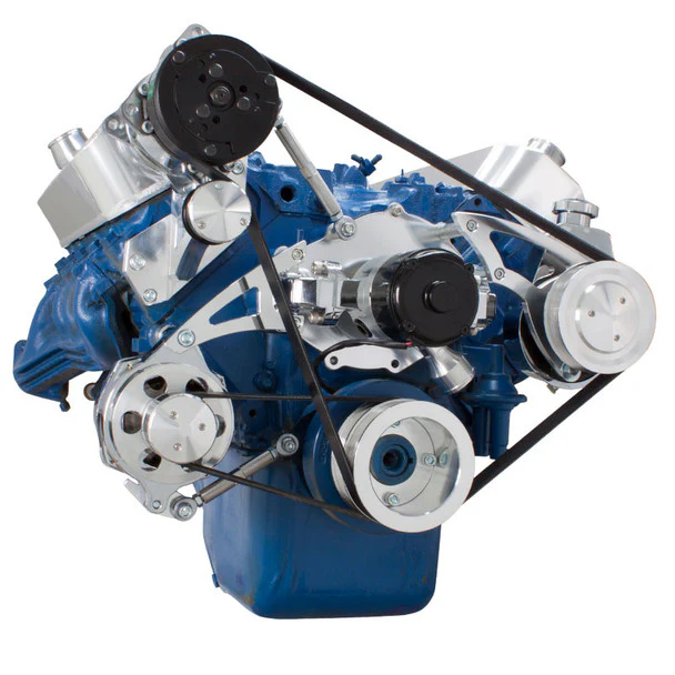 Ford 460 Serpentine System - AC and Power Steering, Electric WP - Polished - Image 3