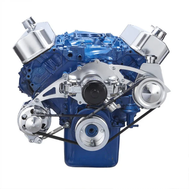 Ford 460 Serpentine System - Power Steering & Alternator - Electric Water Pump - Polished - Image 2