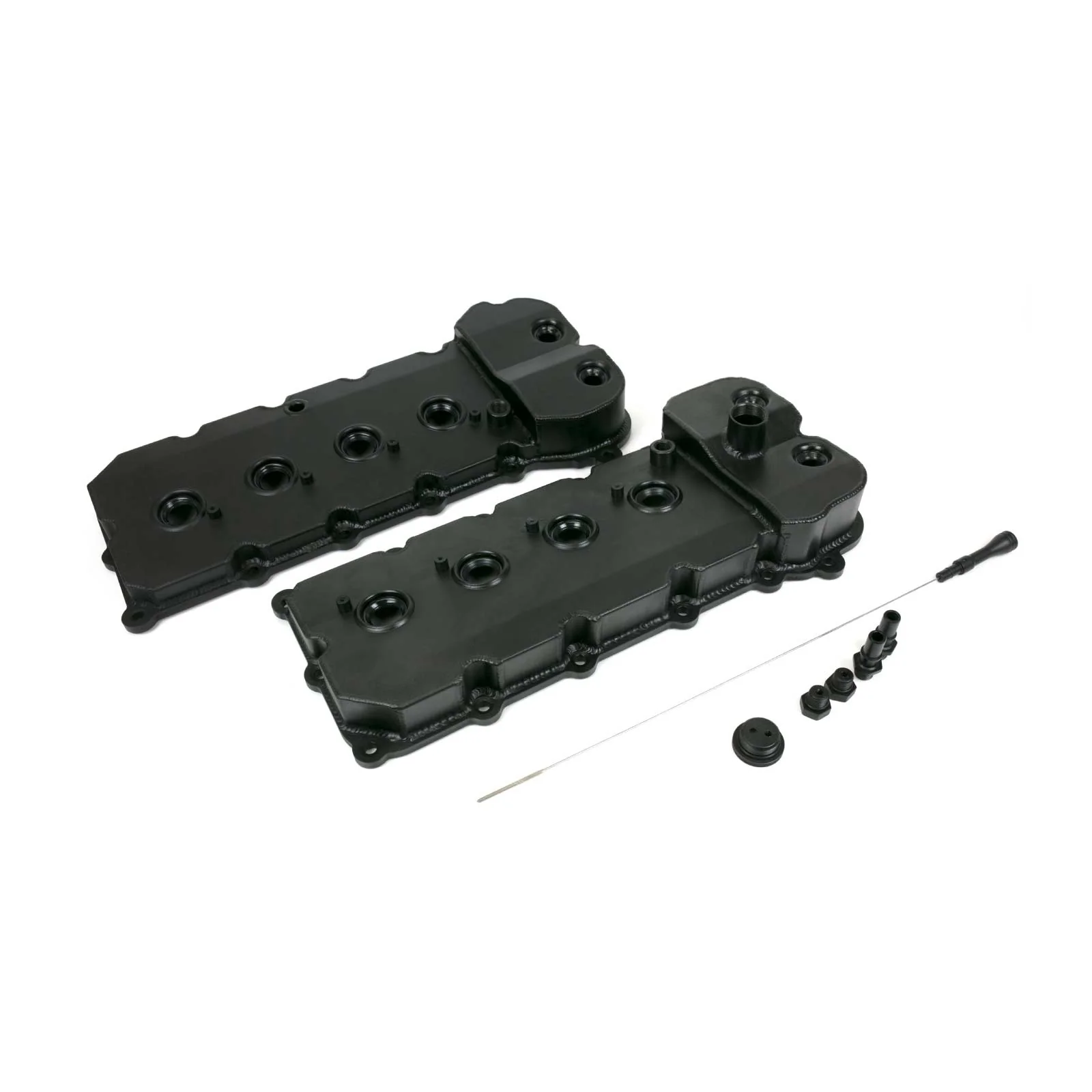 Ford 5.0 L Coyote Fabricated Aluminum Valve Covers with Dipstick - Black - Image 3