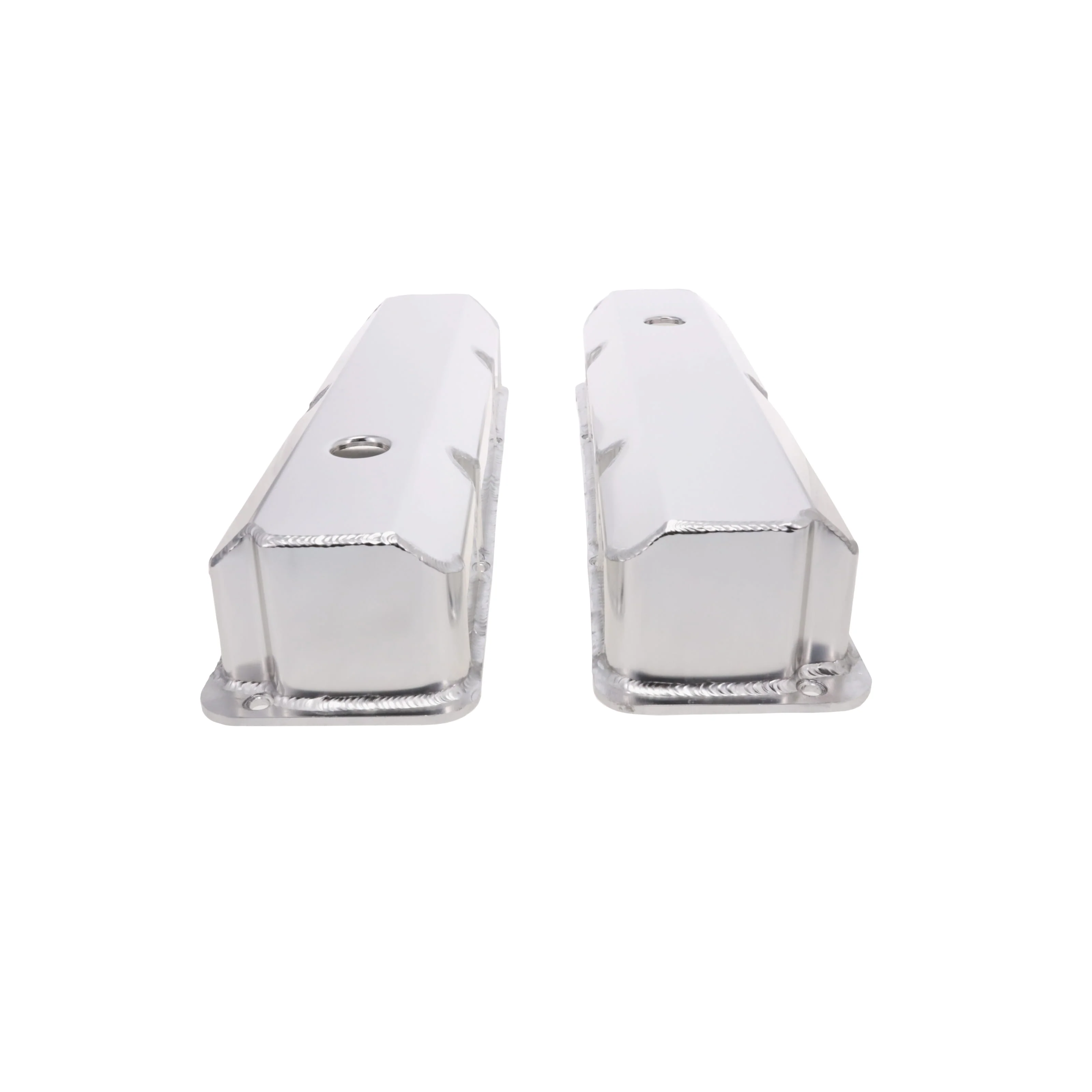 Ford FE Big Block Short Bolt Fabricated Aluminum Valve Covers with Breather Holes - Clear Anodized - Image 2