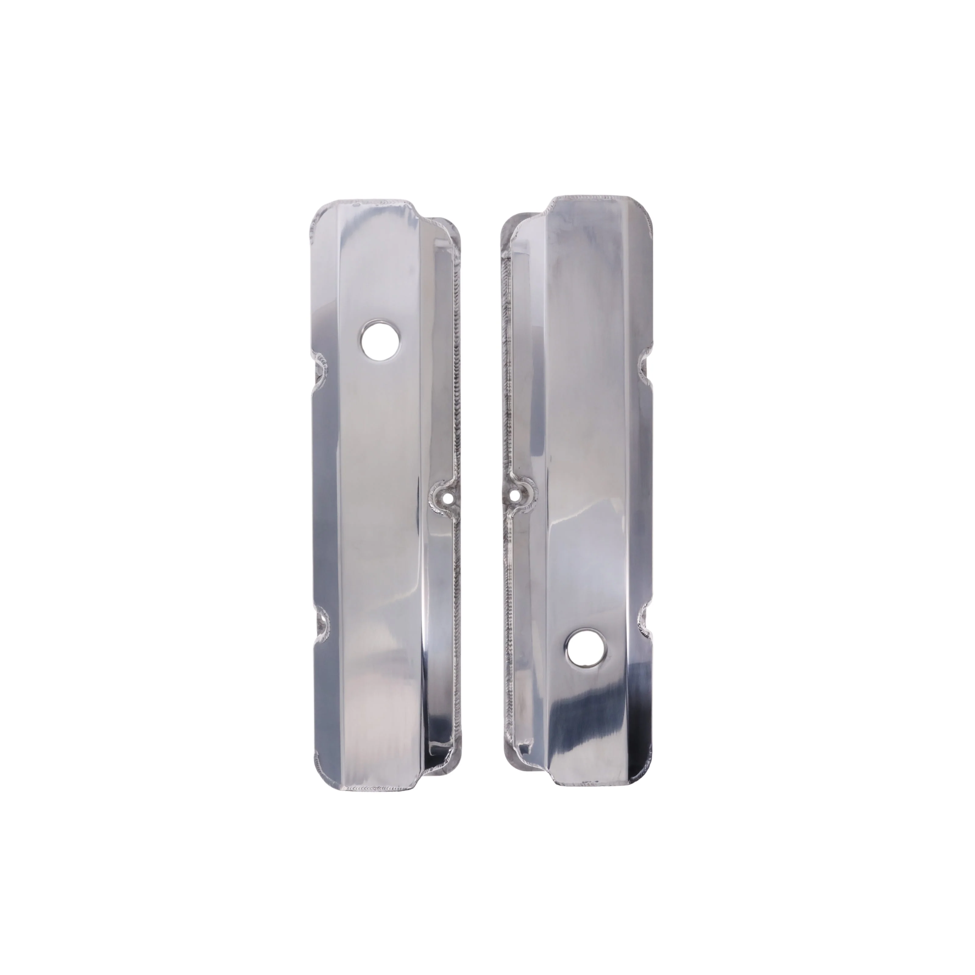 Ford FE Big Block Short Bolt Fabricated Aluminum Valve Covers with Breather Holes - Polished - Image 3