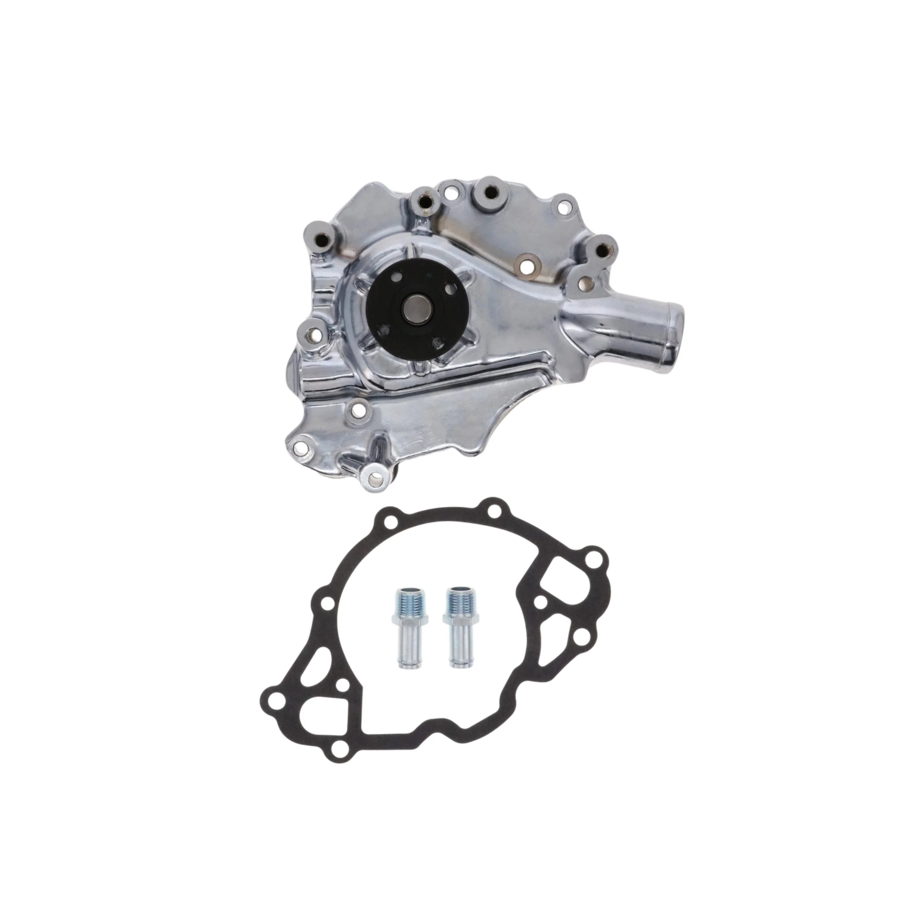 Ford Small Block 289/302/351W Aluminum High-Flow Mechanical Water Pump, Driver Side Inlet - Chrome