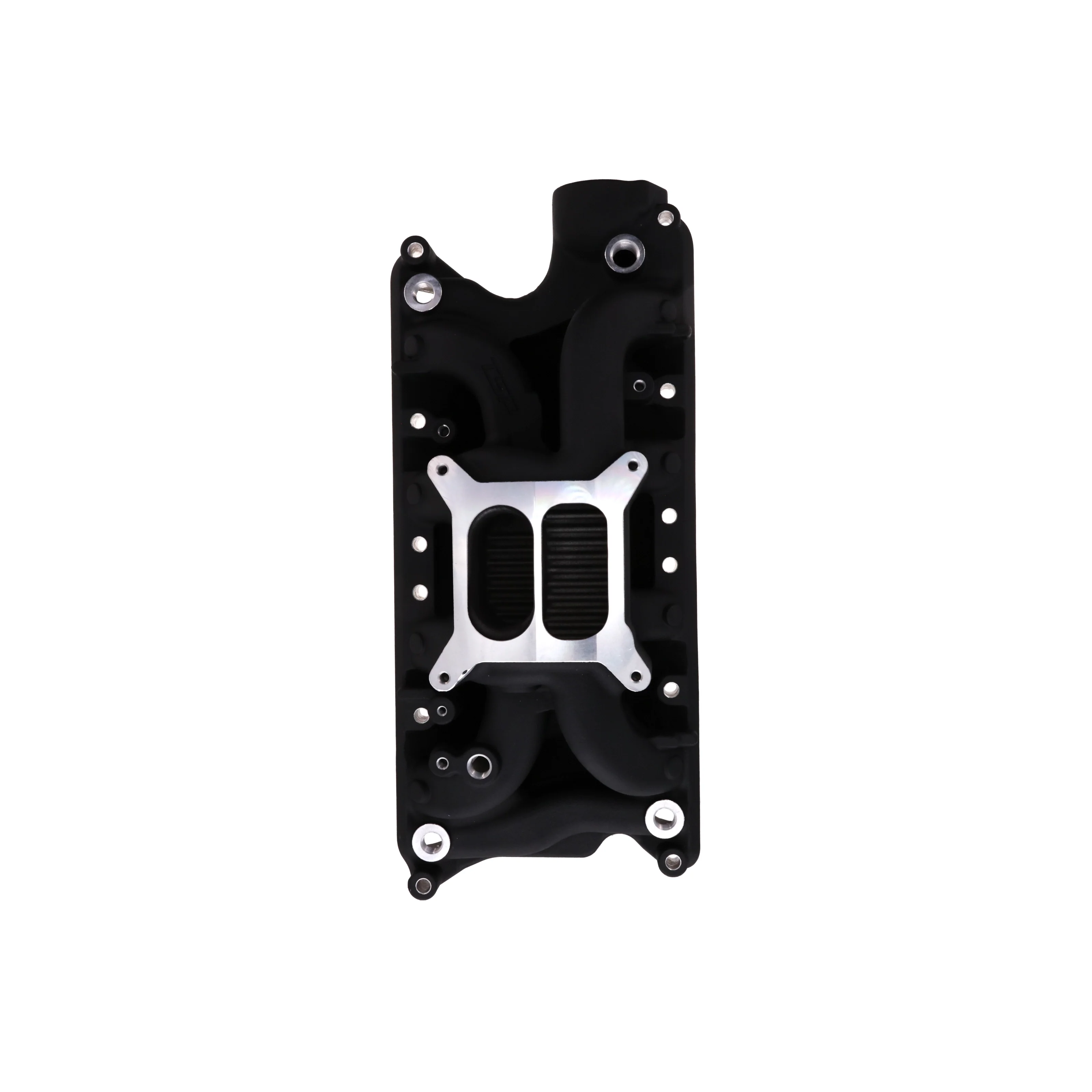 Ford Small Block Carbureted Aluminum Dual Plane Air Gap Intake Manifold - Black - Image 3