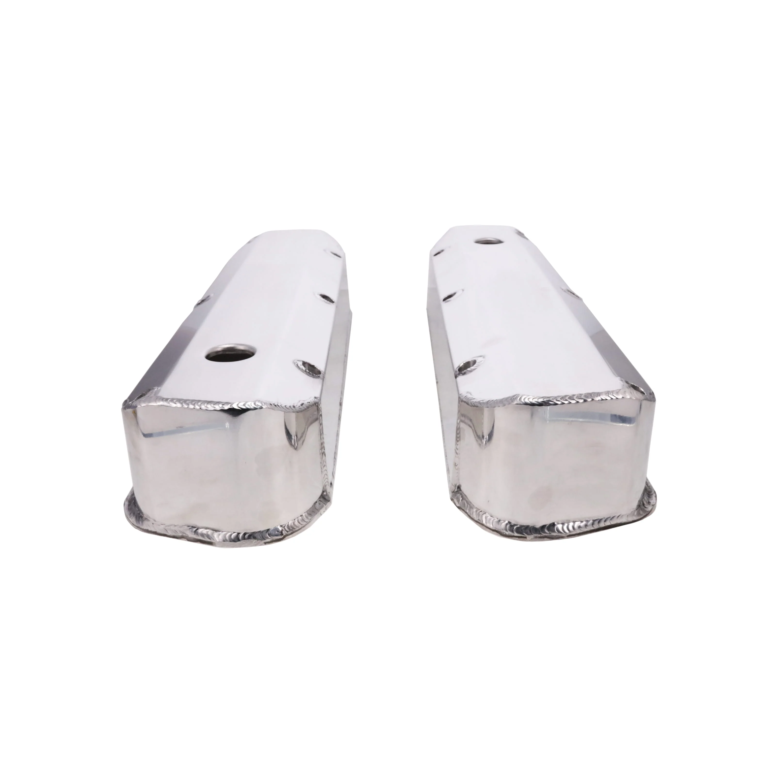 Ford Small Block Long Bolt Fabricated Aluminum Valve Covers with Breather Holes - Polished - Image 2
