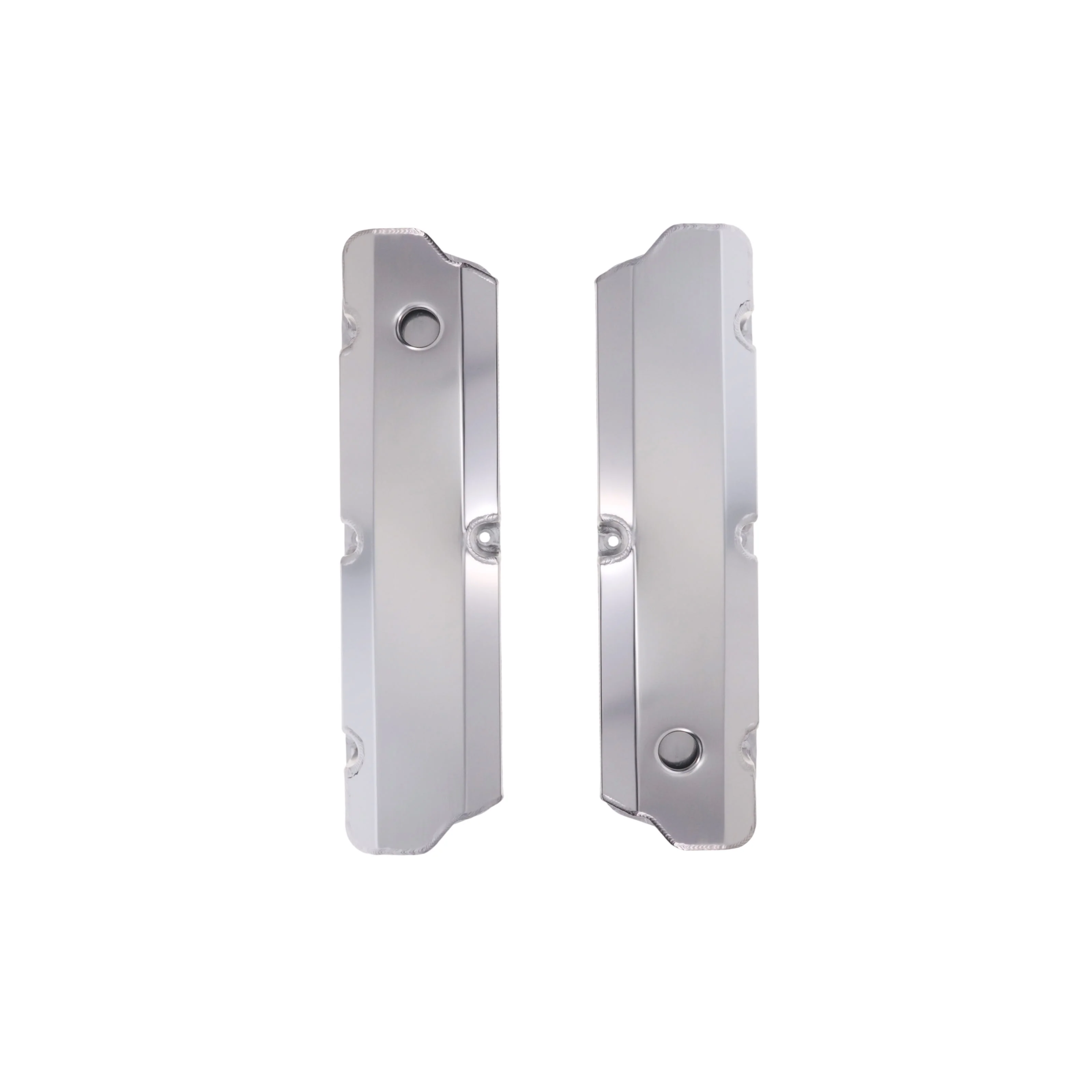 Ford Small Block Short Bolt Fabricated Aluminum Valve Covers with Breather Holes - Clear Anodized - Image 3
