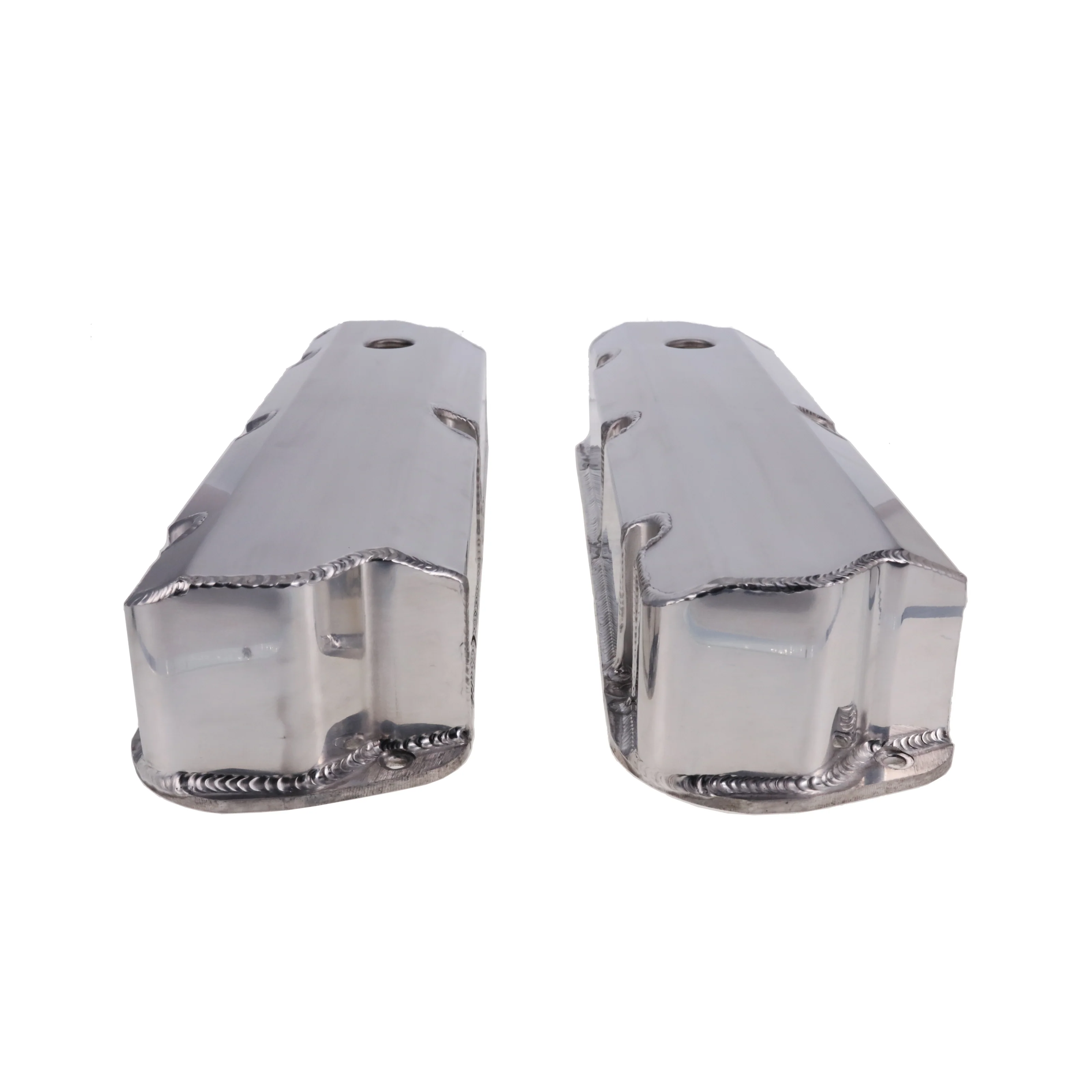 Ford Small Block Short Bolt Fabricated Aluminum Valve Covers with Breather Holes - Polished - Image 2