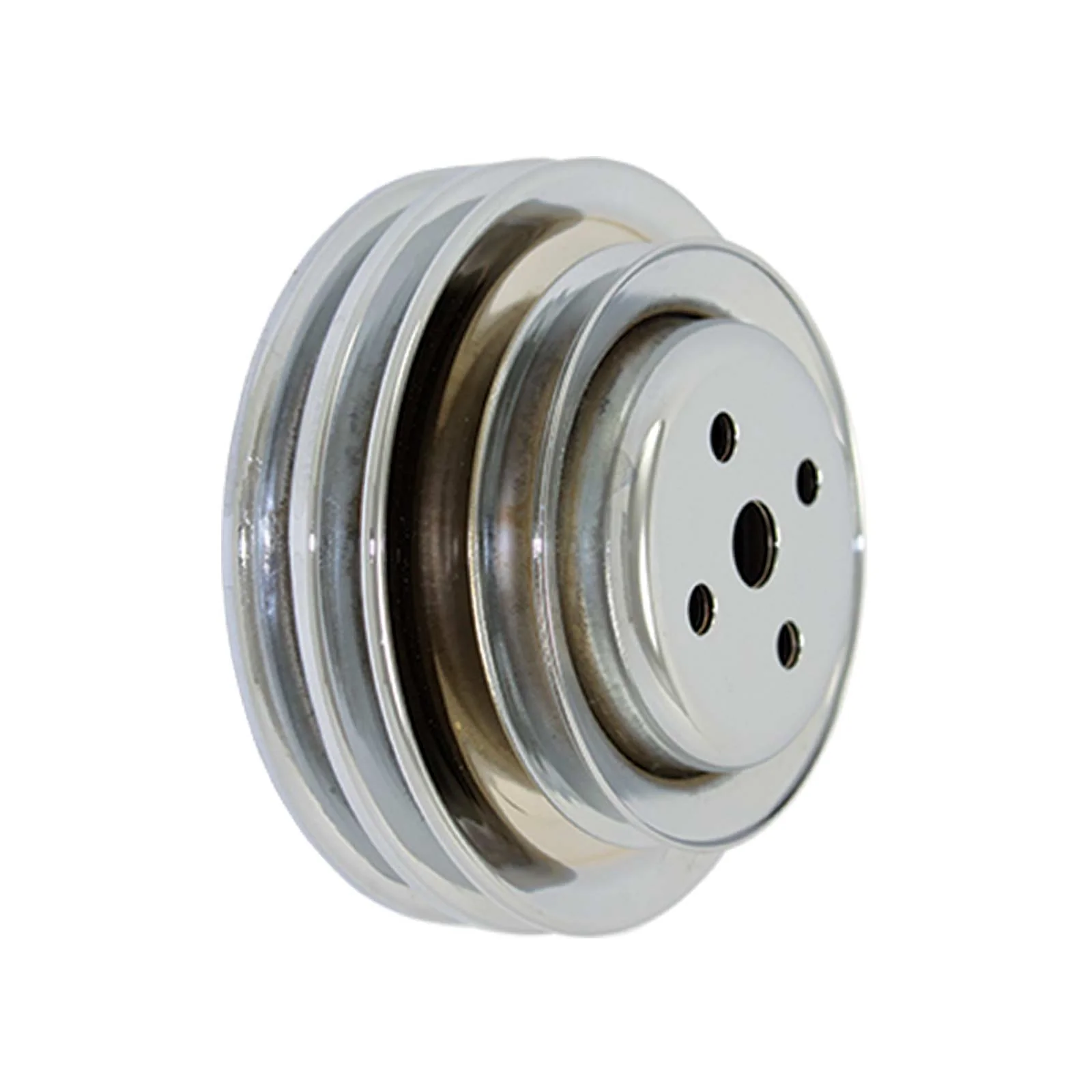 Ford Small Block Triple-Groove Chrome Steel Water Pump Pulley for Smog Pump