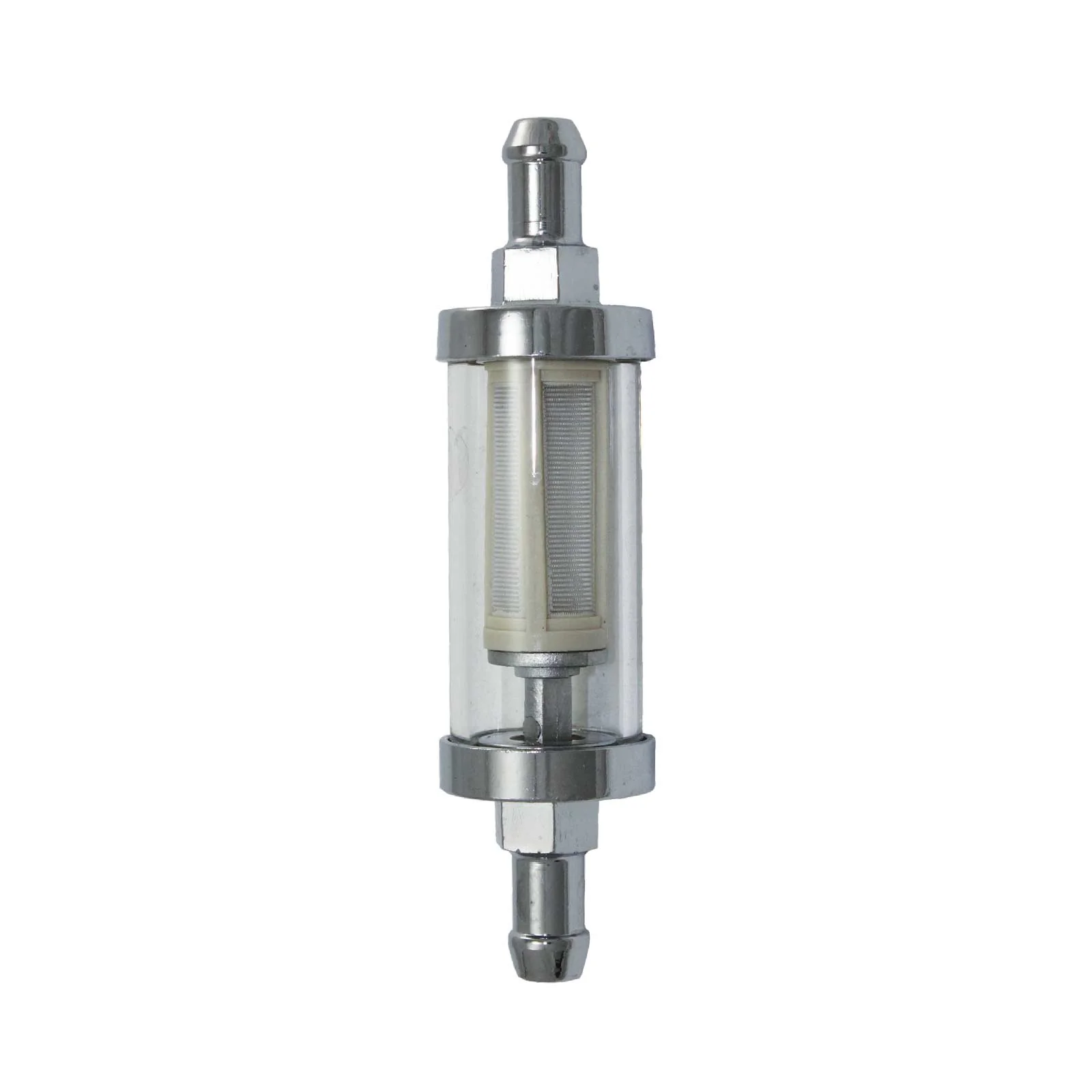 Chrome & Glass Fuel Filter with Nylon Element & 3/8" Inlet / Outlet