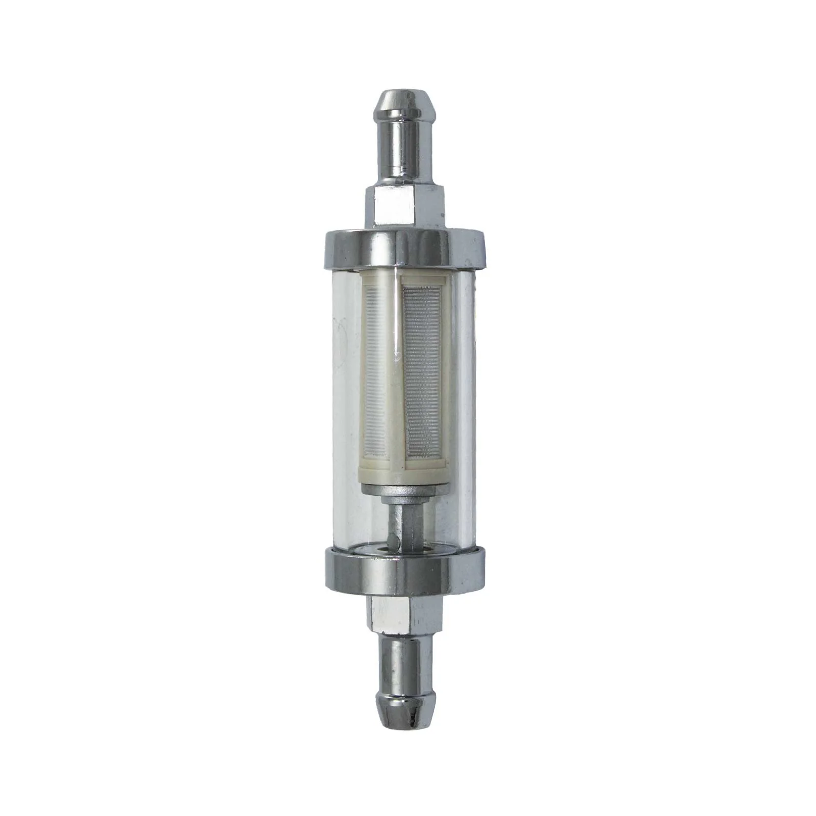 Chrome & Glass Fuel Filter with Nylon Element & 5/16" Inlet / Outlet