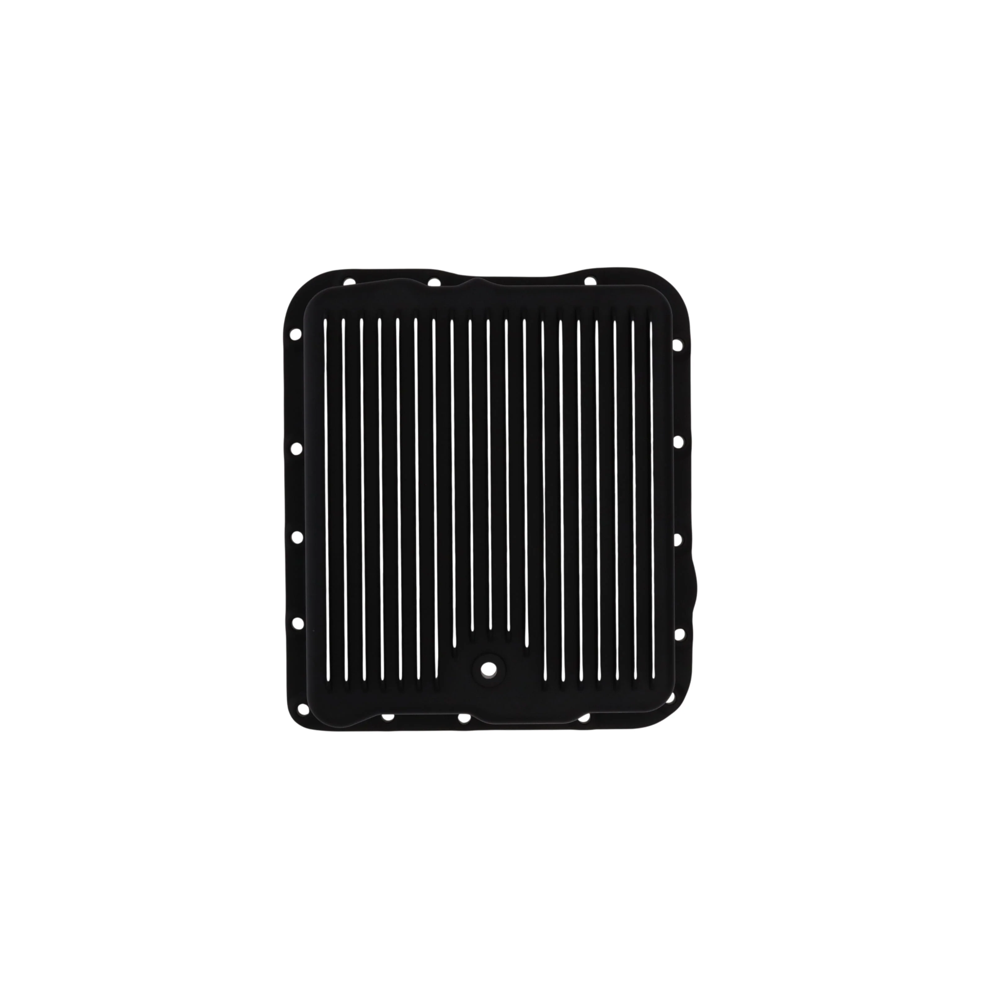 GM 700R4, 4L60, 4L60E, Finned Aluminum Transmission Pan, Stock Depth - Black - Image 4