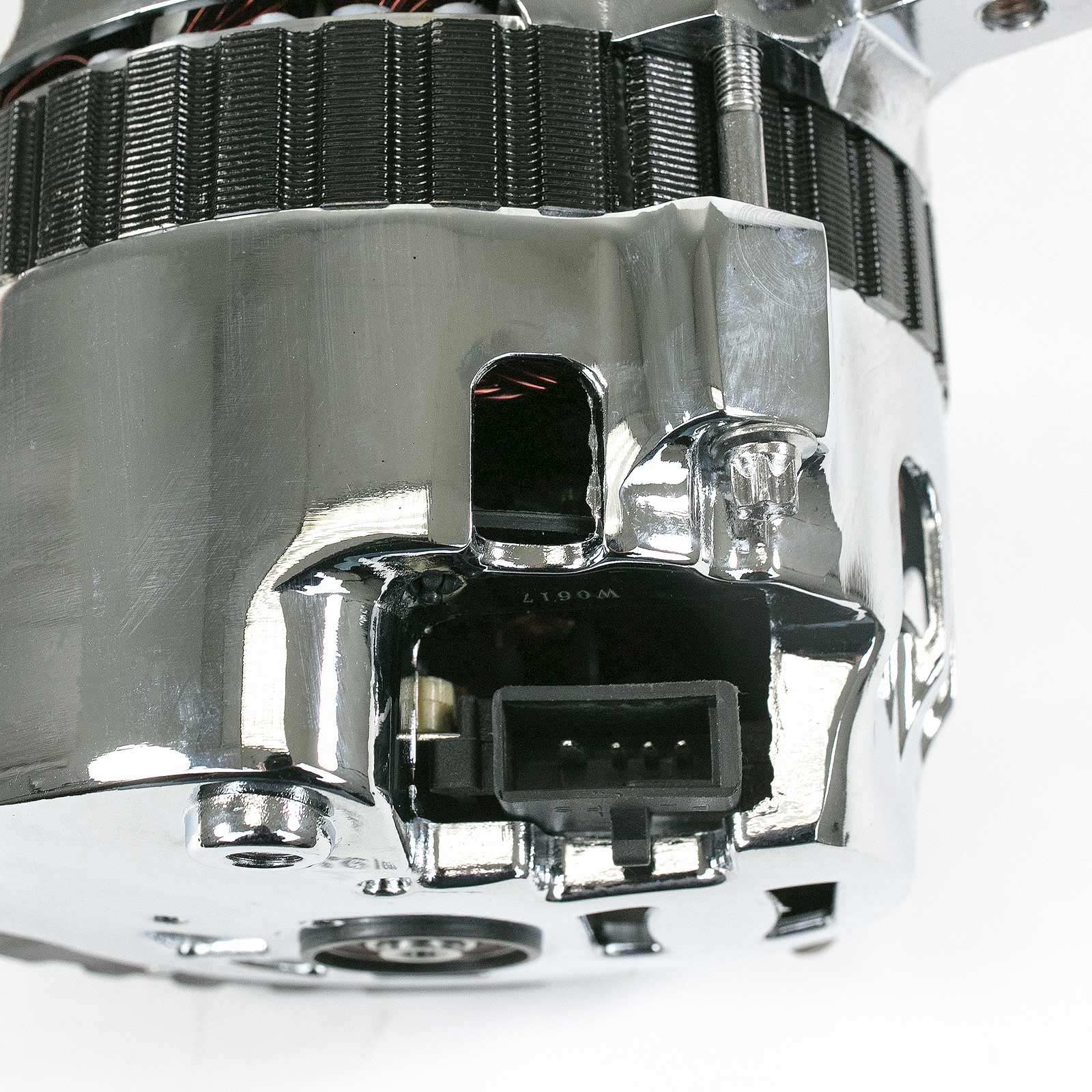 GM CS130 Style 160 Amp Alternator with Serpentine Pulley - Chrome - Image 3