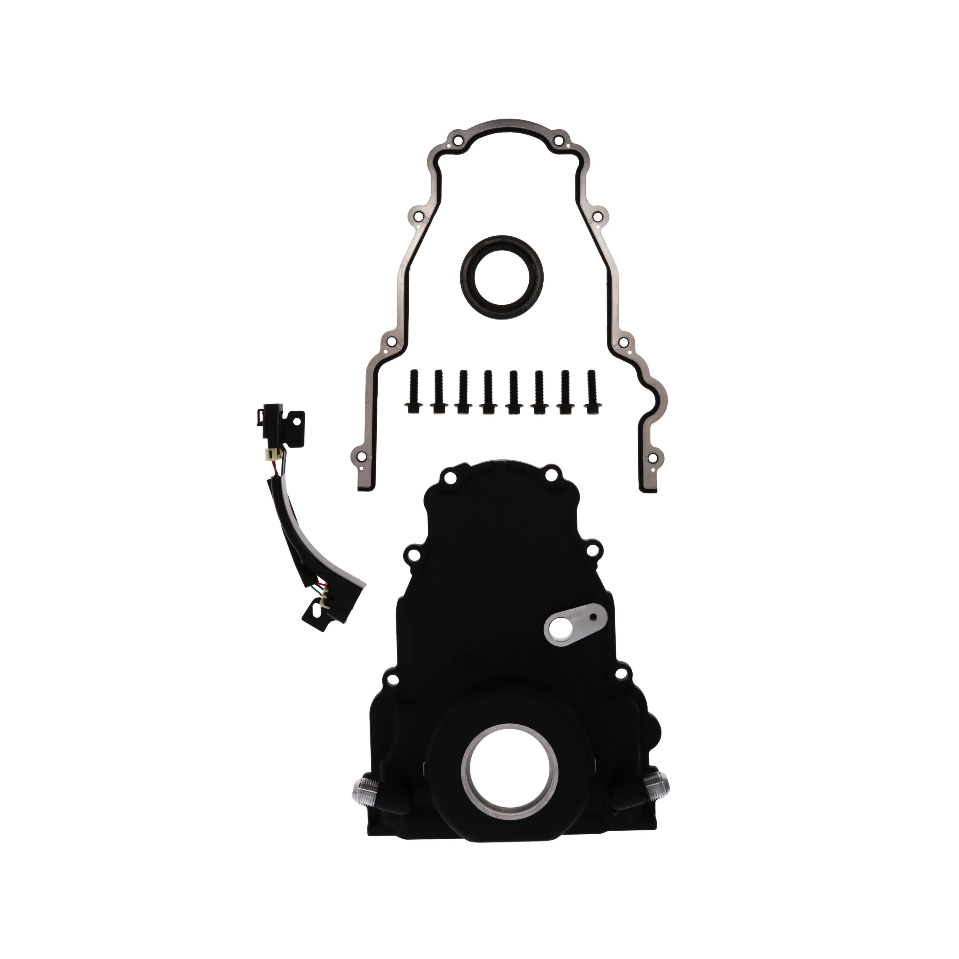 GM LS2/LS3 Black Aluminum One-piece Timing Cover w/ Gasket & Crank Seal & Hardware