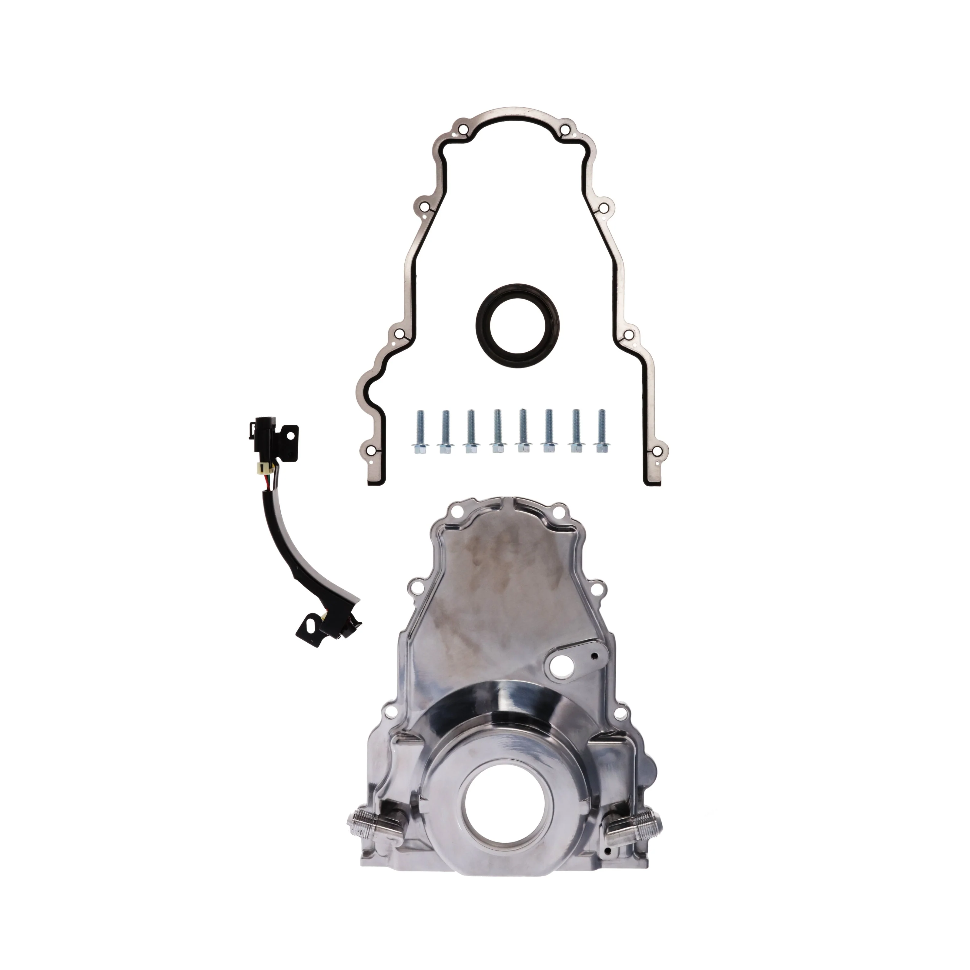 GM LS2/LS3 Polished Aluminum One-piece Timing Cover w/ Gasket & Crank Seal & Hardware