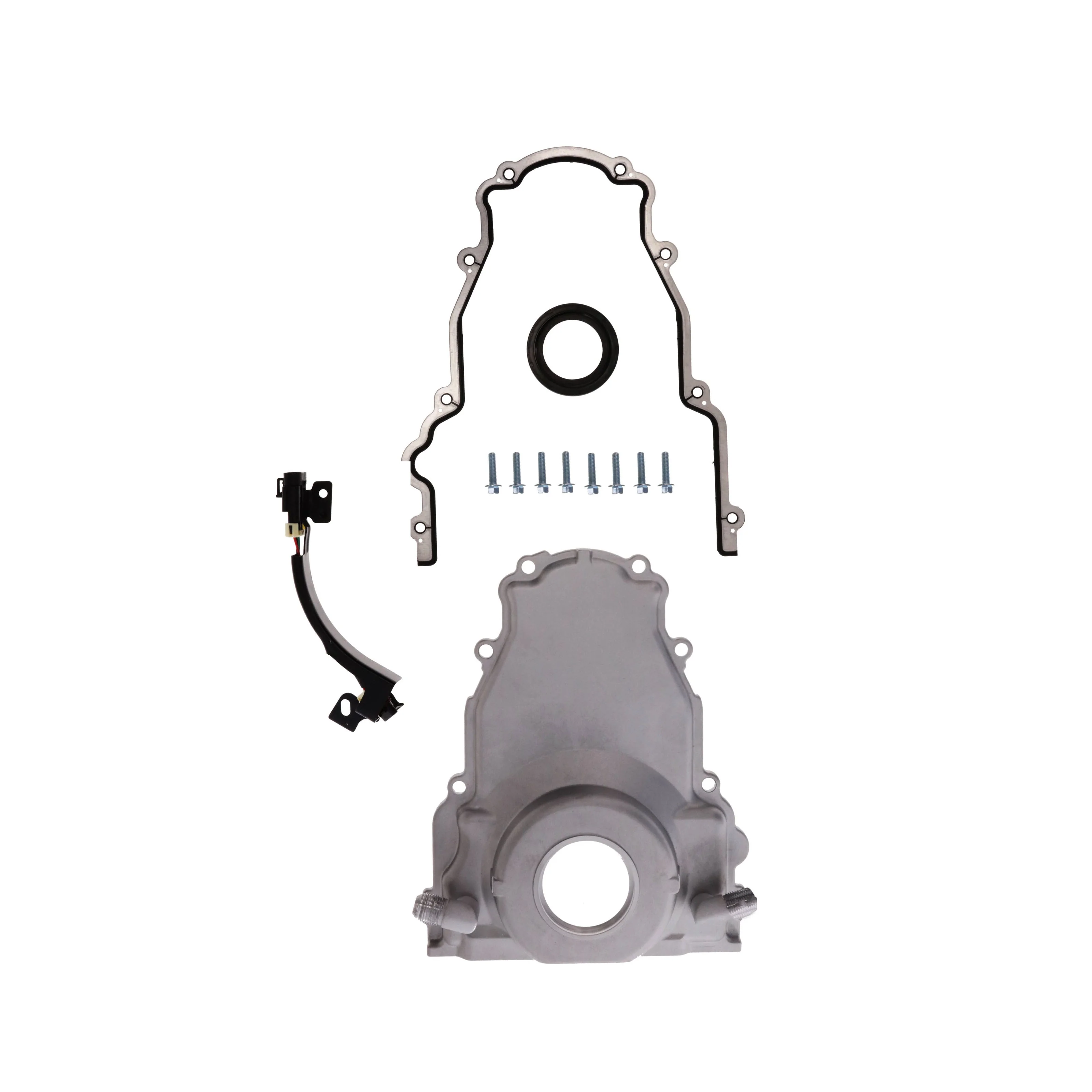 GM LS2/LS3 Satin Aluminum One-piece Timing Cover w/ Gasket & Crank Seal & Hardware