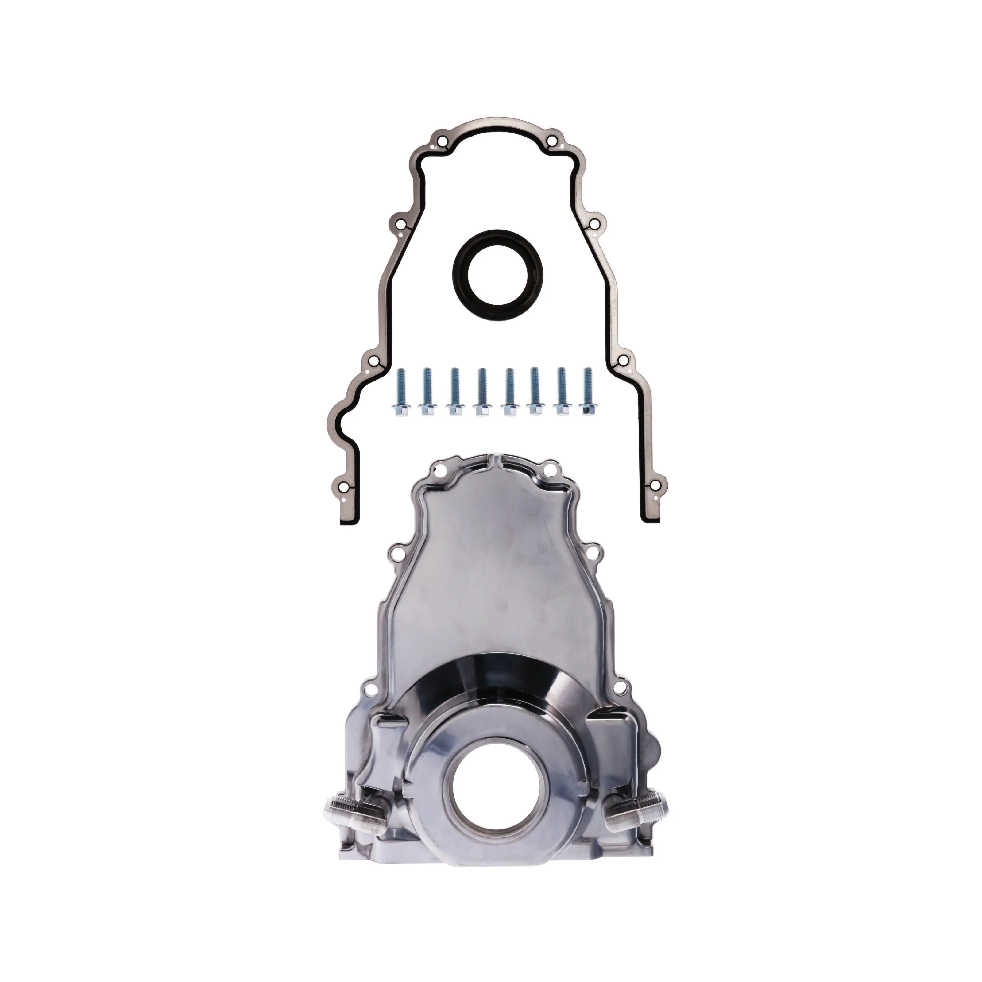 GM LS1/LS6 Polished Aluminum One-piece Timing Cover w/ Gasket & Crank Seal & Hardware