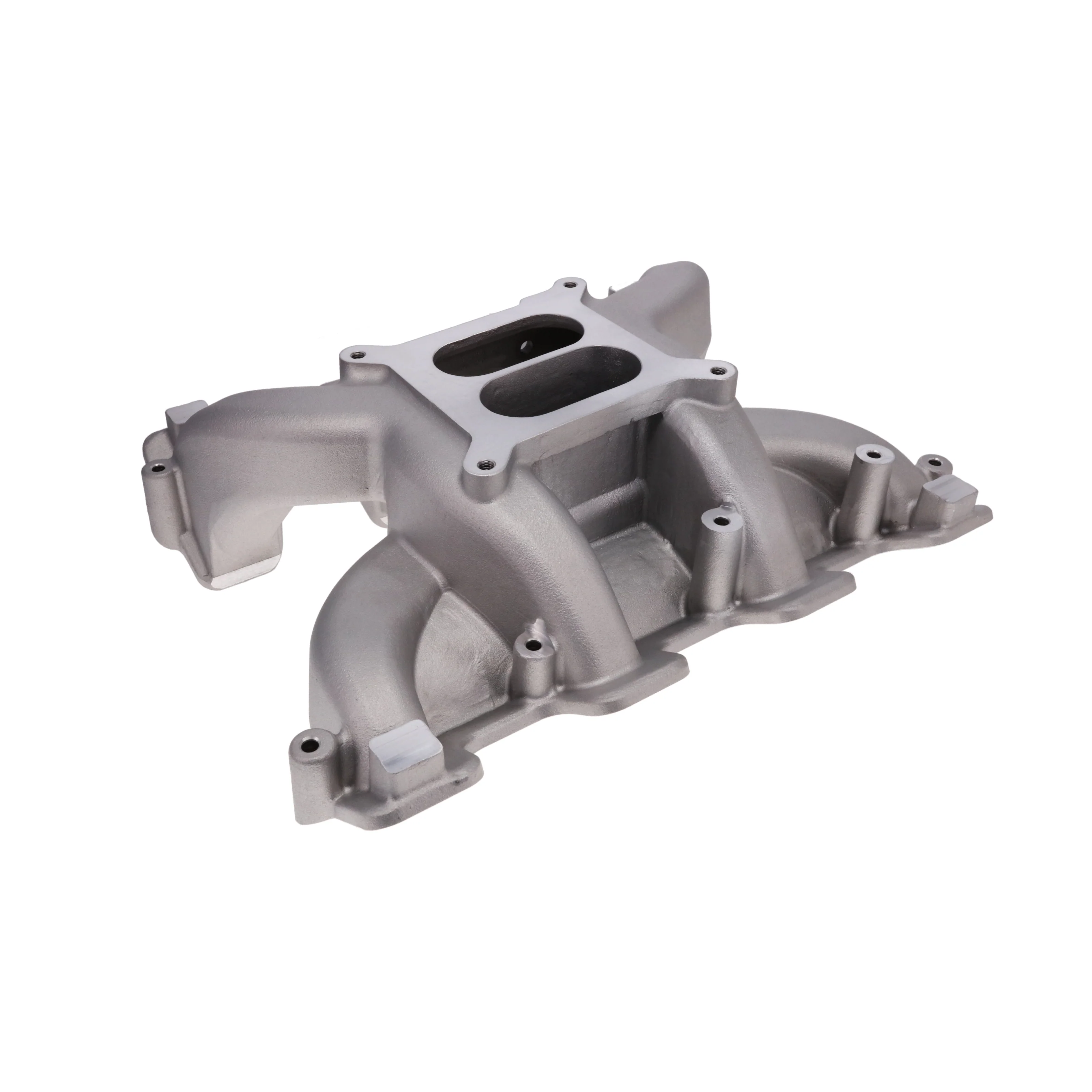GM LS Cathedral Port Carbureted Dual Plane Aluminum Intake Manifold - Satin