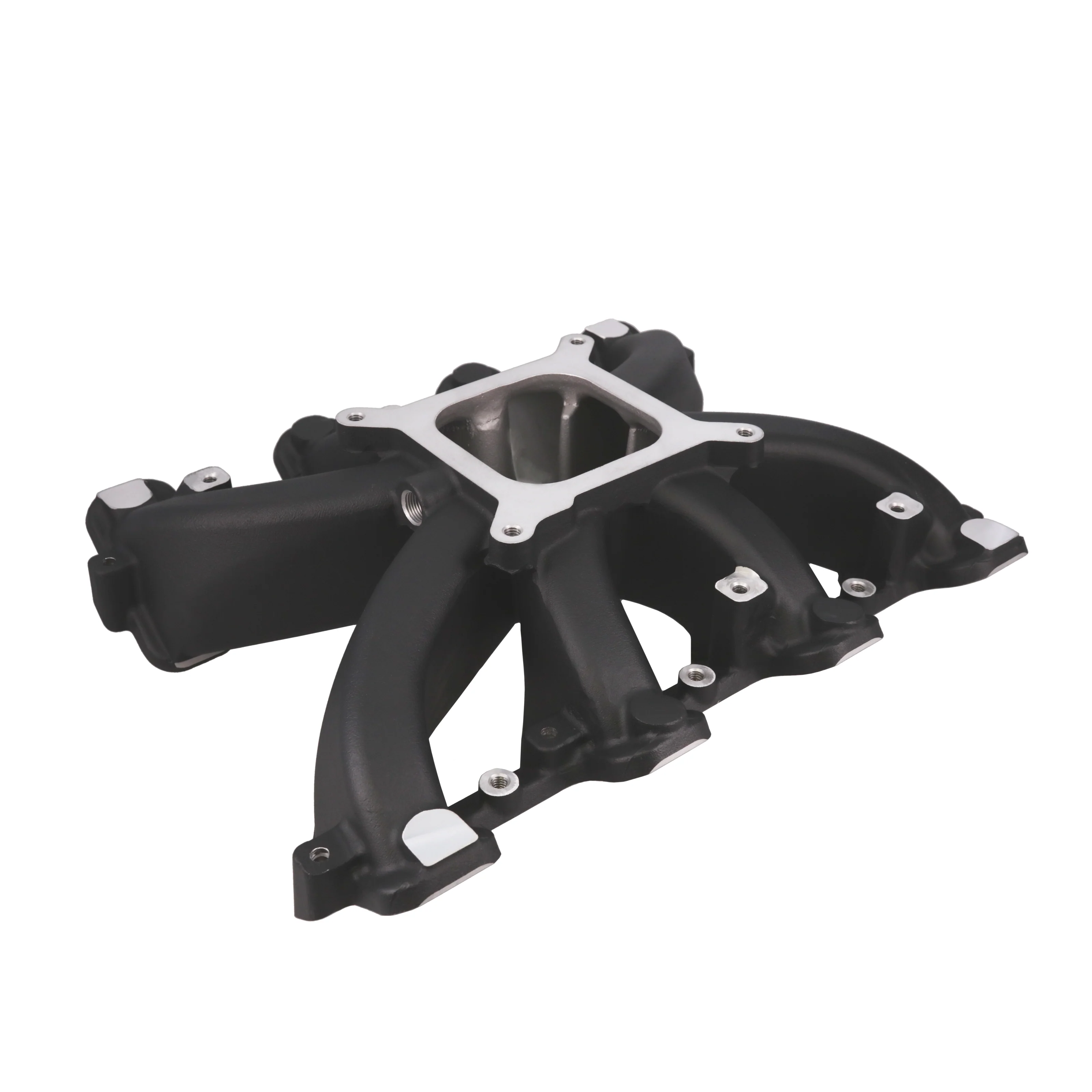 GM LS Cathedral Port Carbureted Single Plane Aluminum Intake Manifold - Black