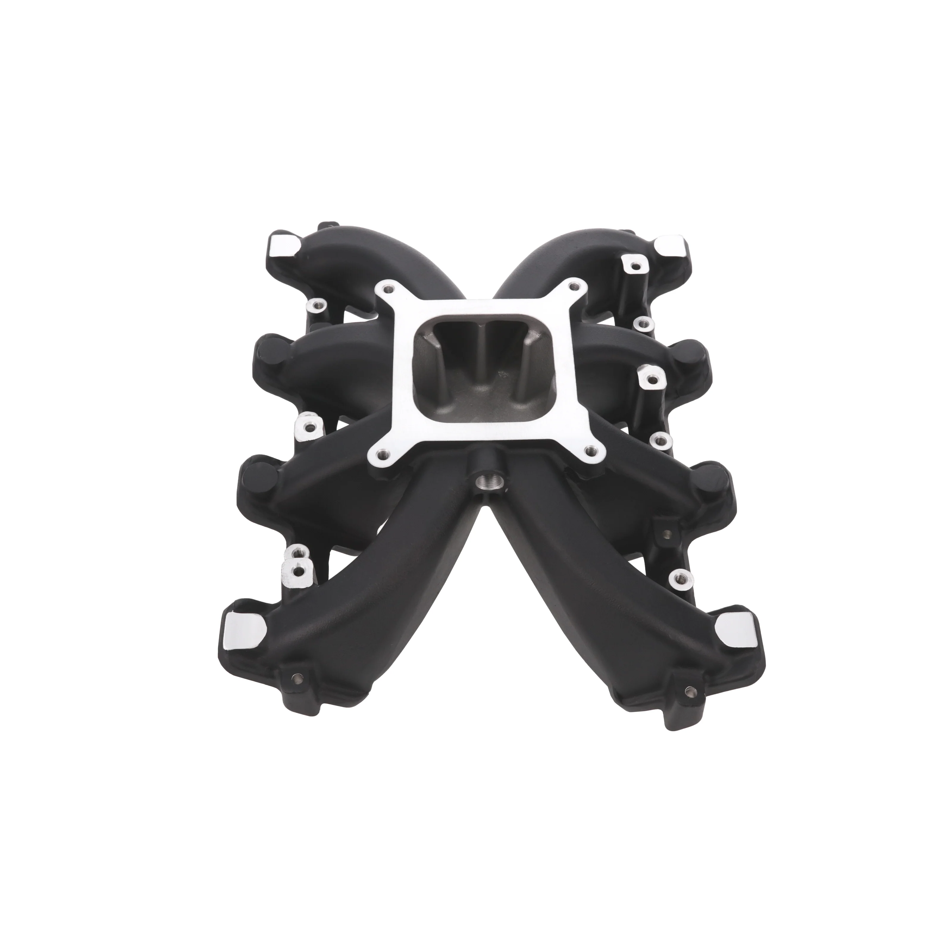GM LS Cathedral Port Carbureted Single Plane Aluminum Intake Manifold - Black - Image 2